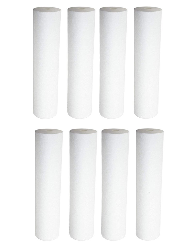 CFS â€“ 8 Pack Polypropylene Sediment Water Filter Cartridges Compatible with GE GXWH04F, GE HOUSEHOLD Pre-Filtration System Models â€“ Replacement Filter Cartridge â€“ Universal 10" Cartridge â€“ 5 Micron - Image 1